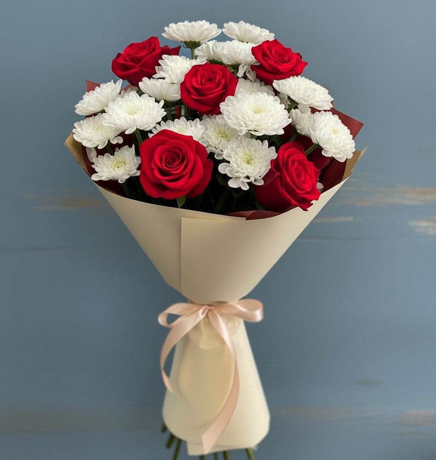 Букет цветов из: Розы и Хризантемы в Ёгле