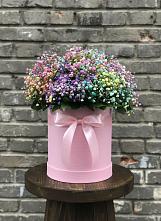 Цветочная композиция из Гипсофила и Розы в шляпной коробке в Ёгле
