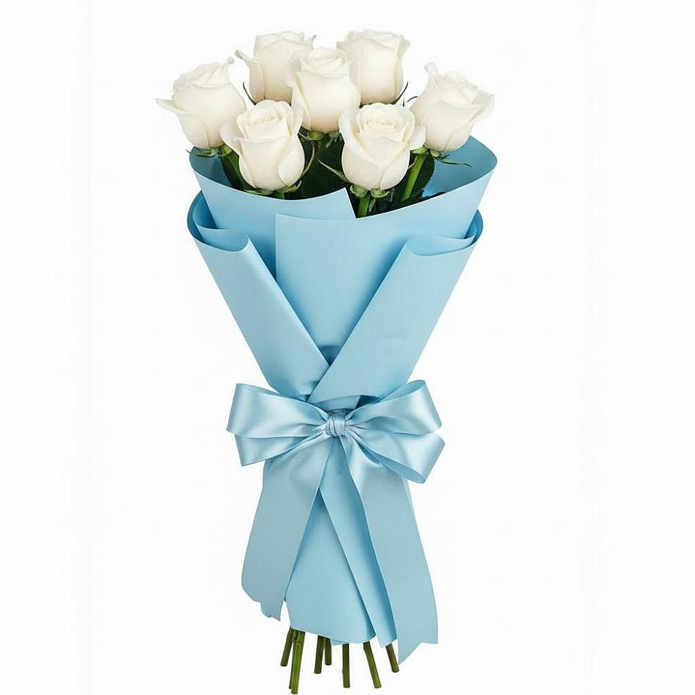 Букет 7 белых роз Проуд в Ёгле