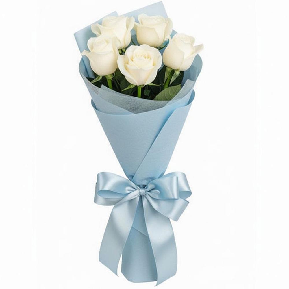 Букет 5 Белых роз Проуд в Ёгле