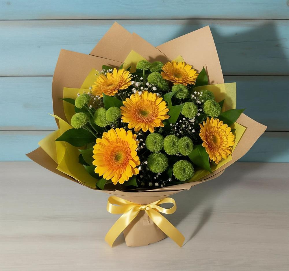 Букет цветов из: Герберы и Хризантемы в Ёгле