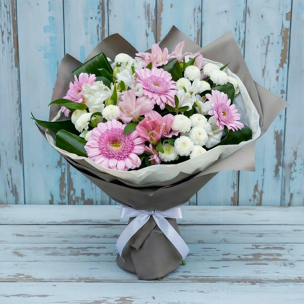 Букет цветов из: Герберы, Альстромерии и Хризантемы в Ёгле